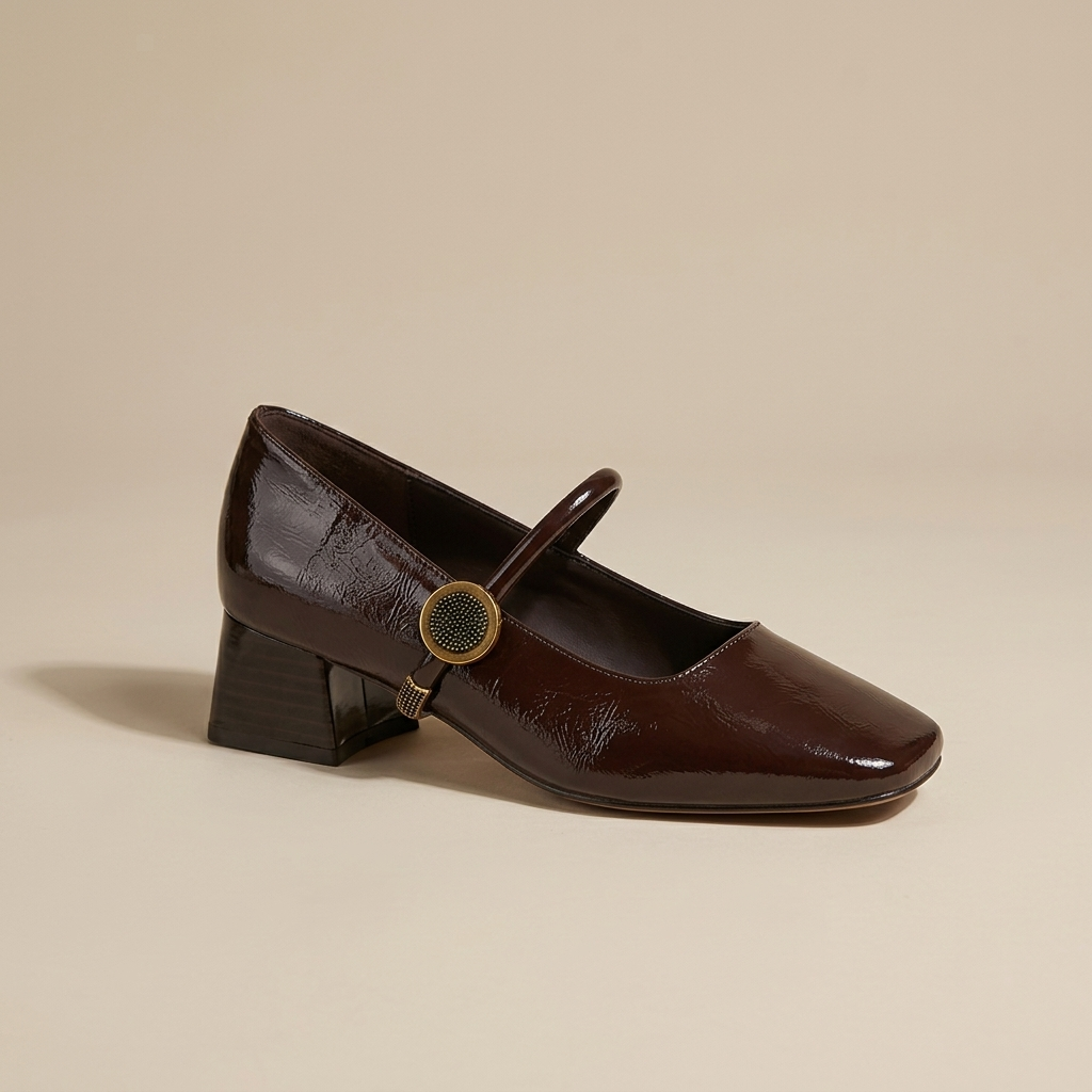 Square Toe Mary Jane Block Heel - Image 4