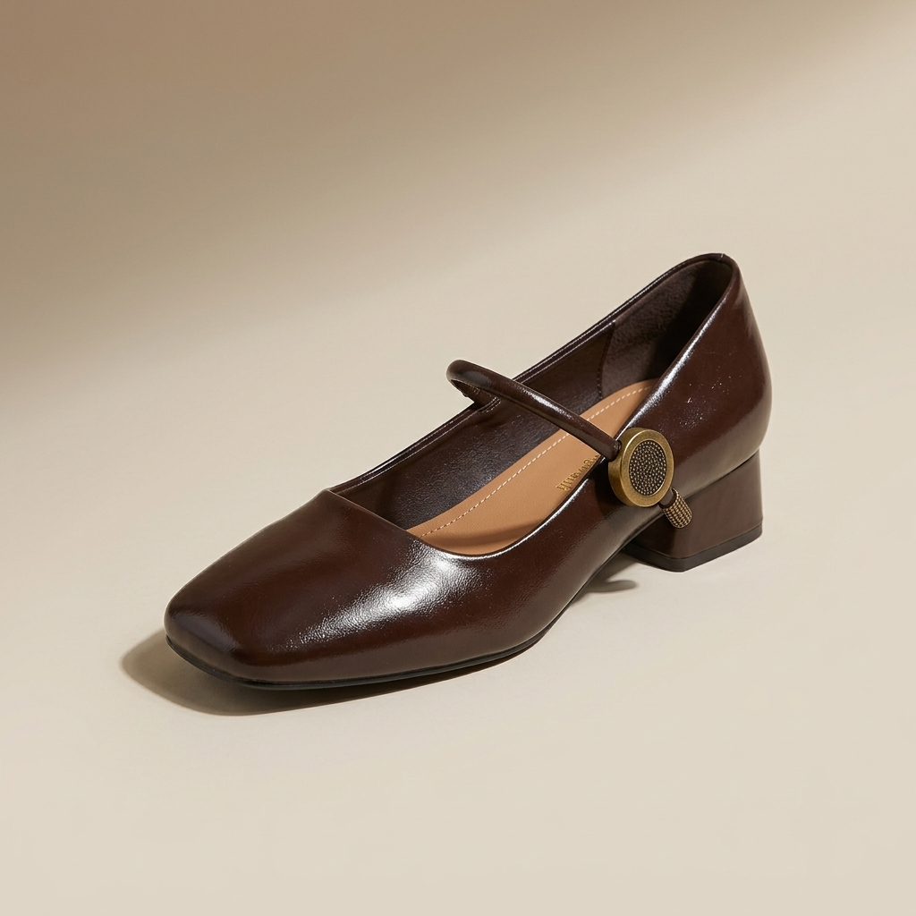 Square Toe Mary Jane Block Heel - Image 2