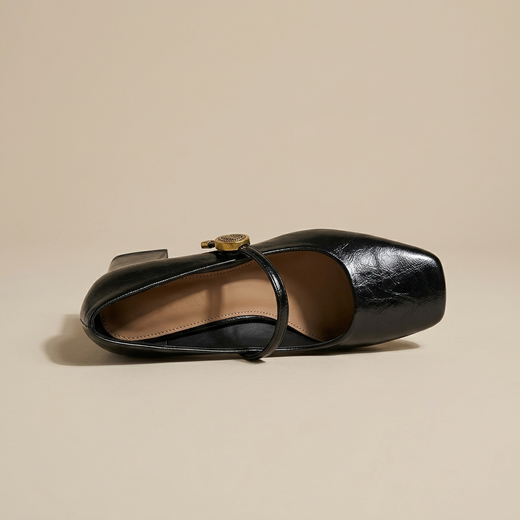 Square Toe Mary Jane Block Heel - Image 5