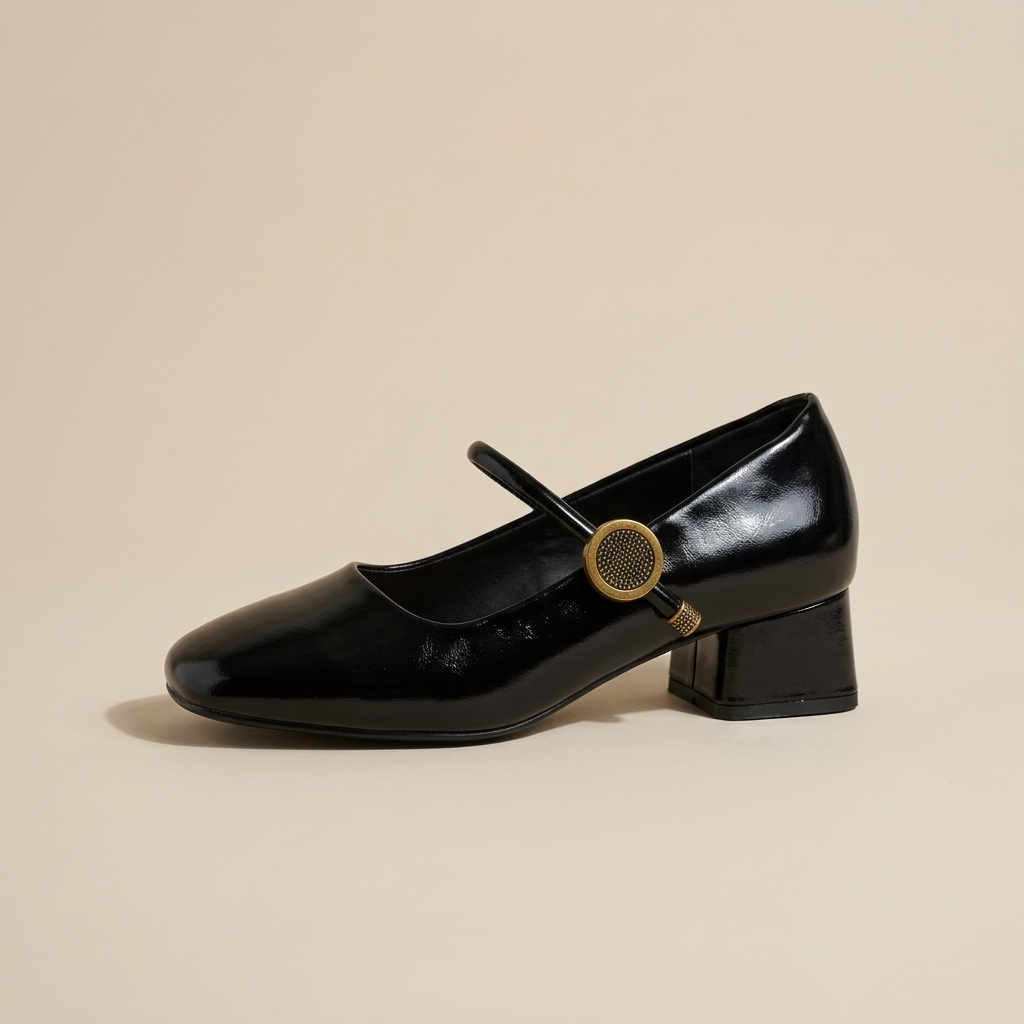Square Toe Mary Jane Block Heel - Image 3